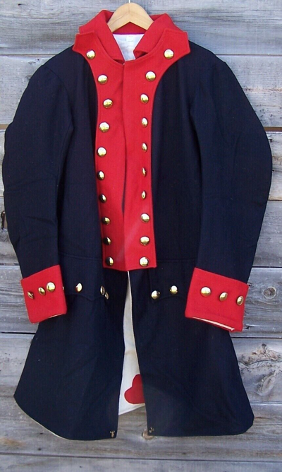 Pre-owned 100% Revolutionary War Regimental Frock Continental Army Navy Blue Coat