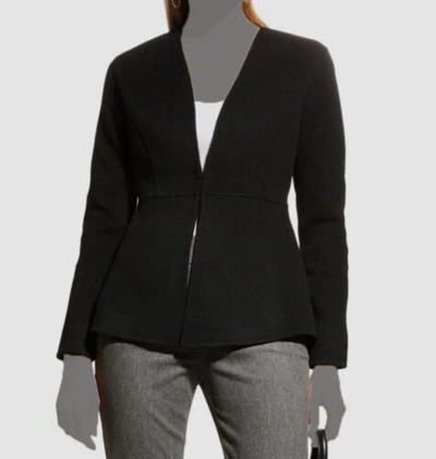 Pre-owned Neiman Marcus $1295  Women's Black Cashmere Double-face V-neck Jacket Size L