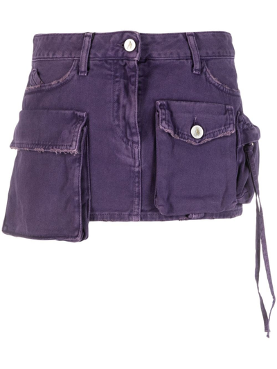 Attico Fay Denim Miniskirt In Purple