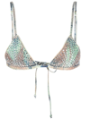 Attico Rhinestone-embellished Denim Bralette In Multicolore