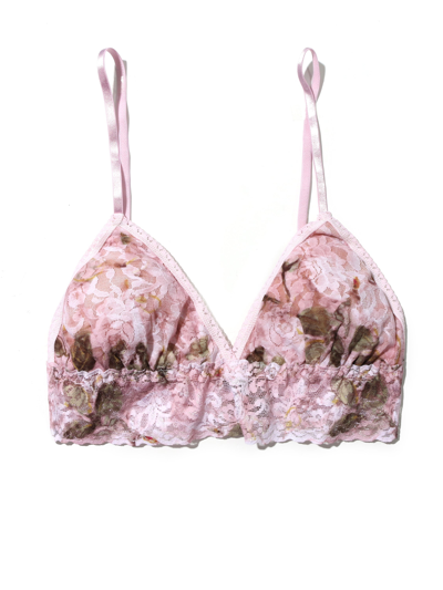 Hanky Panky Printed Signature Lace Padded Triangle Bralette Antique Lily In Pink