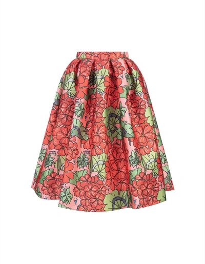 Alessandro Enriquez Floral-print Pleated Full Skirt In Pink