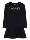 LANVIN ENFANT INTARSIA-LOGO FINE-KNIT DRESS