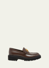 Valentino Garavani Vlogo Medallion Leather Loafers In L94 Tan Brown