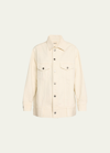 Khaite Neutral Grizzo Denim Jacket In Ivory Rigid