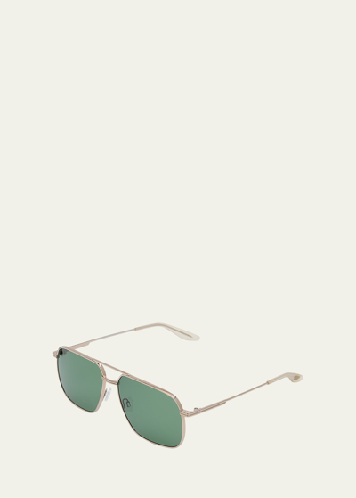 Barton Perreira X 007 Men's Royale Double-bridge Titanium Aviator Sunglasses In Gold Bottle Green