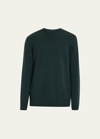 Loro Piana Men's Girocollo Baby Cashmere Crewneck Sweater In Dark Fern Green