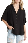 Rip Curl Premium Surf Cotton Gauze Button-up Shirt In Black