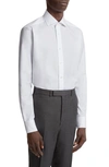 Zegna Centoventimila Couture Tonal Microstripe Button-up Shirt In White