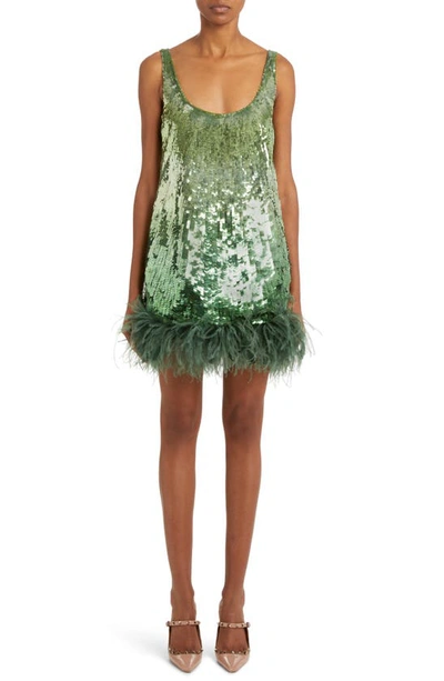 Valentino Sequin-embellished Mini Dress In Lt Green