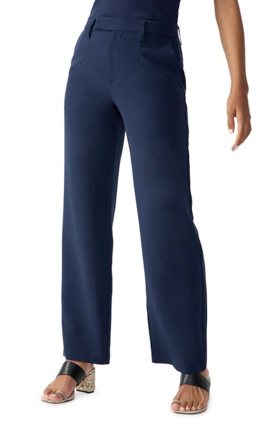 Sanctuary Rue High Waist Wide Leg Trousers In Navy Refle