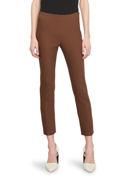 Vince High Waist Crop Slim Pants In Coffee