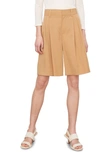 Vince High-waist Pleated-front Shorts In Amber Wave