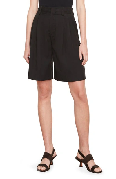 Vince Pleated High-rise Wide-leg Shorts In Black