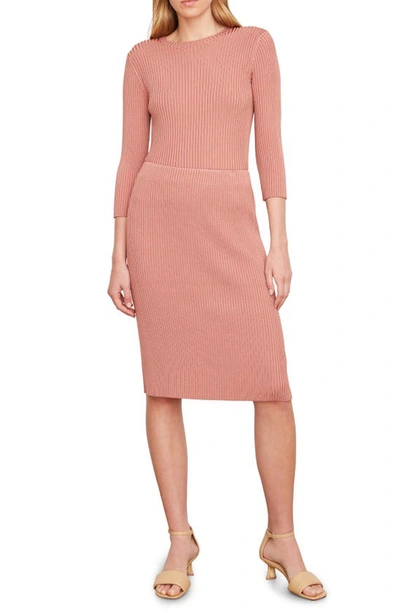 Vince Rib Sweater Skirt In Tea Rose