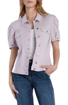 Wash Lab Denim Puff Sleeve Denim Jacket In Grey Lilac