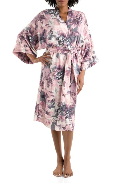 Midnight Bakery Moonlight Beach Floral Wrap Dressing Gown In Mauve