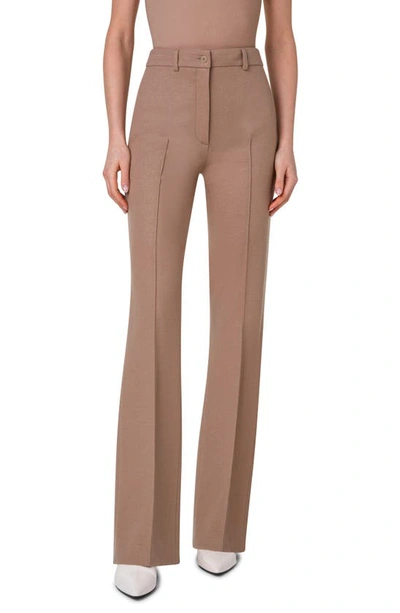 Akris Punto Faysa Felted Wool Straight-leg Pants In Malt