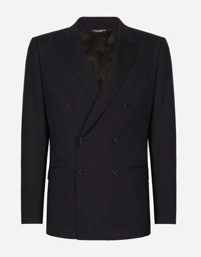 Dolce & Gabbana Double-breasted Stretch Wool Martini-fit Suit In Black