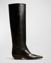 Khaite Davis Slouchy Leather Knee Boots In Black
