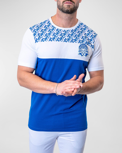 Maceoo Men's Colourblock Logo T-shirt In Blue