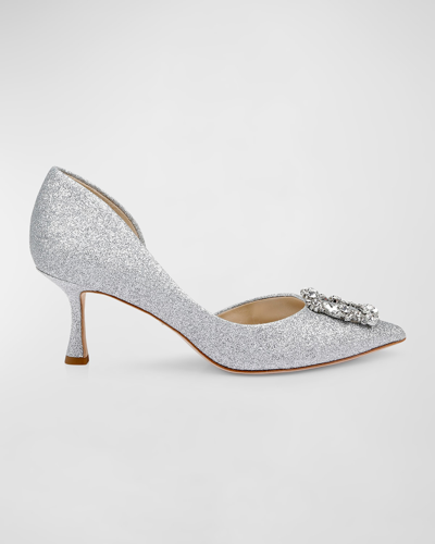 Badgley Mischka Fabia Embellished Pointed Toe Pump In Silver