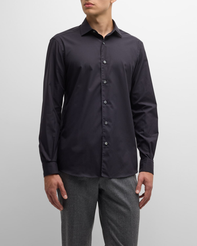 Zegna Men's Premium Cotton Sport Shirt In Bright Blue Solid