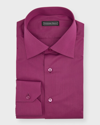 Stefano Ricci Men's Solid Barrel-cuff Dress Shirt In Purple