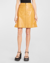 Proenza Schouler Glossy Leather Belted Skirt In Caramel