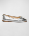 BERNARDO GWYNN METALLIC BOW BALLERINA FLATS