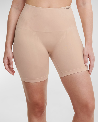 Chantelle Smooth Comfort Mid-thigh Shaping Shorts In Beige/greige