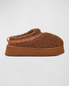 Ugg Tazz Shearling Braided Flatform Slippers In Hardwood