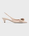 Prada Leather Folded Strap Slingback Pumps In F0nz2 Ninfea