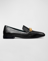 Tory Burch Jessa Embellished Leather Loafers In Black Gold
