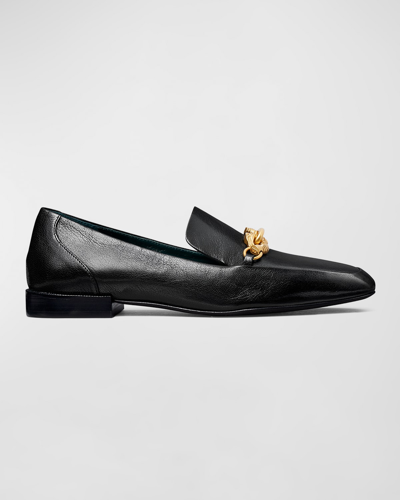 TORY BURCH JESSA LEATHER CHAIN LOAFERS