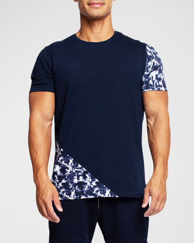 Maceoo Men's Tie-dye Paneled T-shirt In Blue