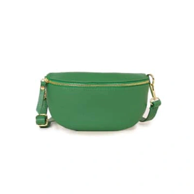 Miss Shorthair 6422bg Bright Green Italian Leather Half Moon Crossbody Bag
