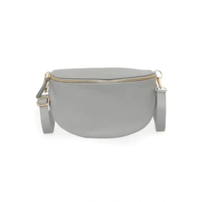 Miss Shorthair 6555lg Light Grey Large Italian Leather Half Moon Crossbody Bag