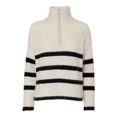 Selected Femme Striped Sweater With Half Zip