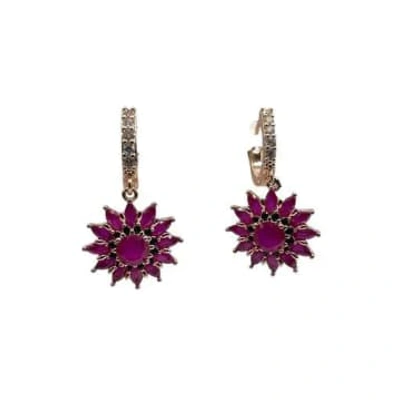 Sixton London Ruby Flower Earrings