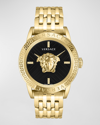 VERSACE MEN'S V-CODE IP YELLOW GOLD BRACELET WATCH, 43MM