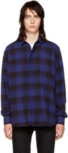SAINT LAURENT Blue Flannel Check Shirt