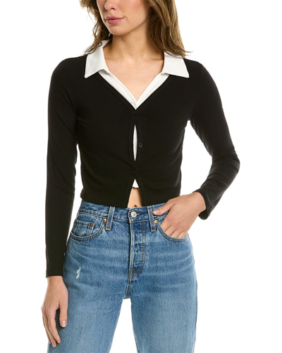 & Rouge Ribbed Top In Black