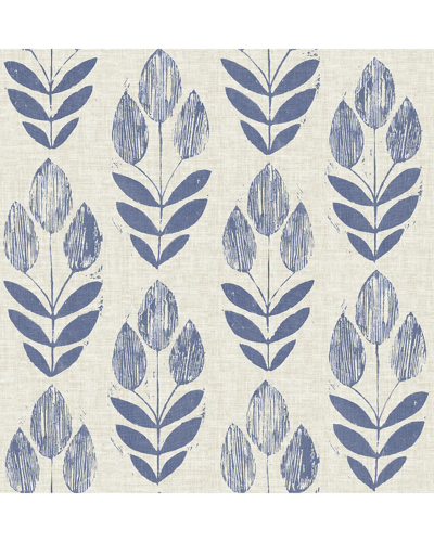 Nuwallpaper Blue Folk Tulip Peel & Stick Wallpaper