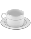 Ten Strawberry Street 10 Strawberry Street Set Of 6 Silver Double Line Cup & Saucer