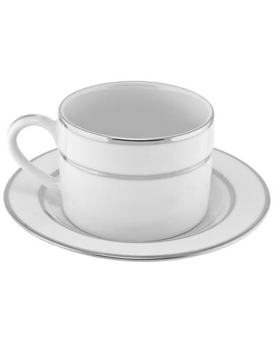 TEN STRAWBERRY STREET 10 STRAWBERRY STREET SET OF 6 SILVER DOUBLE LINE CUP & SAUCER
