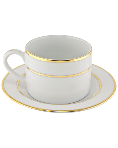 Ten Strawberry Street Double Gold Rimmed Set Of 6 Rimmed Cups And Saucers