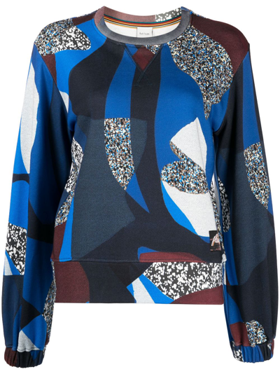 Paul Smith Abstract-pattern Cotton Sweatshirt In Blue