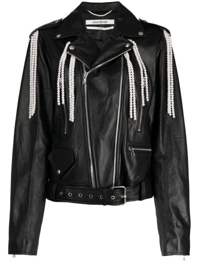 ☆Detachable Pearl Chain Leather Jacket/KIMHEKIM☆ KIMHĒKIM Detachable Pearl Chain Leather Jacket 2024SS – shop