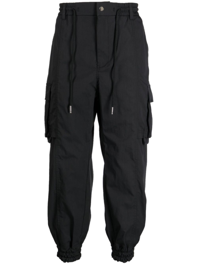 Songzio Drawstring-waistband Cargo Trousers In Black